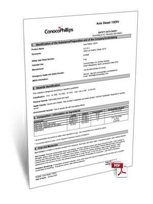 DERV MSDS Fuel Data