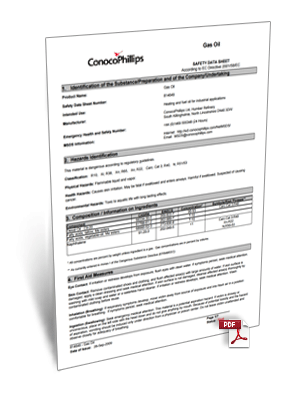 Gas Oil MSDS Fuel Data